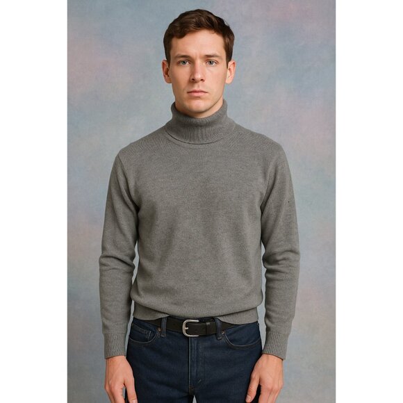 Vintage Y2K J.Crew Gray Merino Wool Turtleneck Sweater Men’s M Made in Hong Kong - Picture 1 of 5